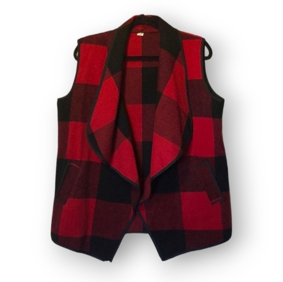 Jackets & Blazers - Buffalo plaid fleece vest plus size L